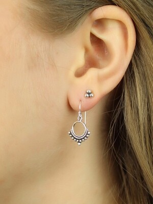 Sterling Silver Bali Dot Dangle Earrings - ETM4610