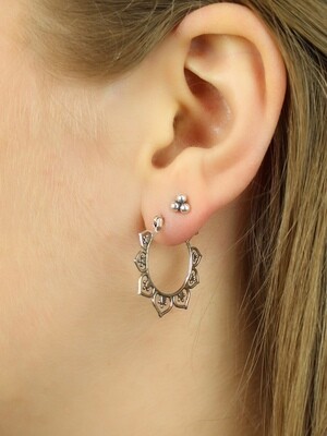 Sterling Silver Lotus Petal Hoops - EB3