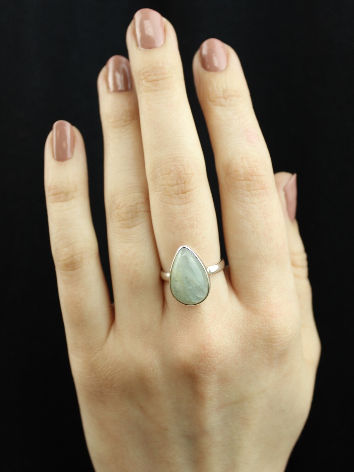 SIZE 7 - Sterling Silver Aquamarine Teardrop Ring - RIG7101