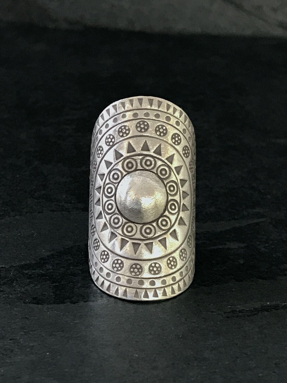 Hill Tribe Silver Mandala Shield Ring - RAN9-3