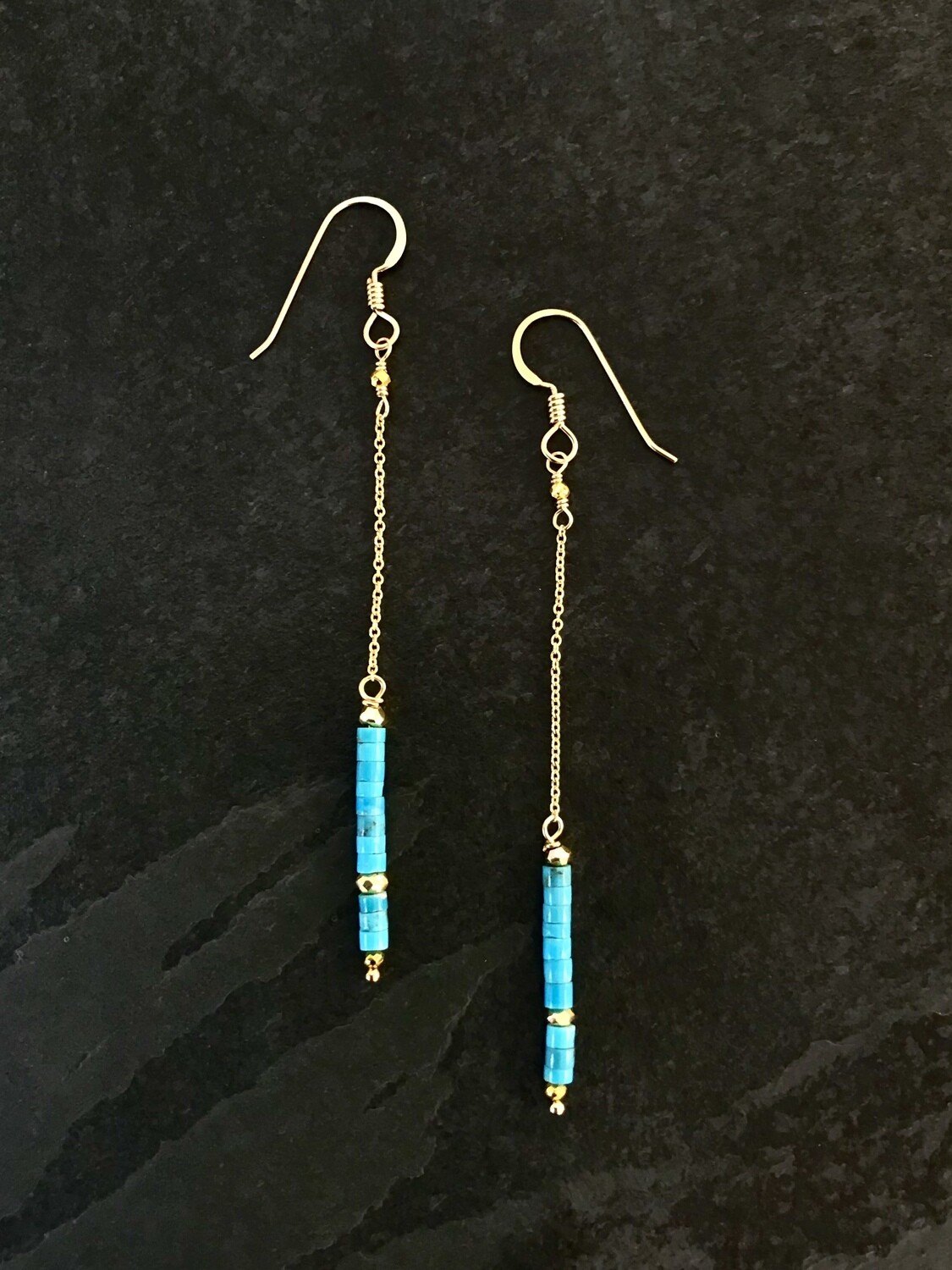 Turquoise & Pyrite Iris Earrings - GDFDSE7