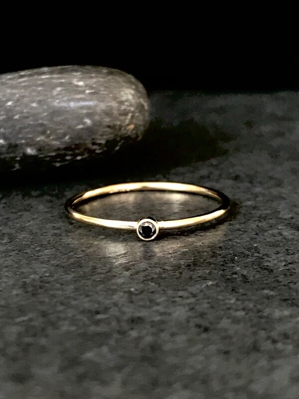 Gold-Filled Little Black CZ Ring - RRG13