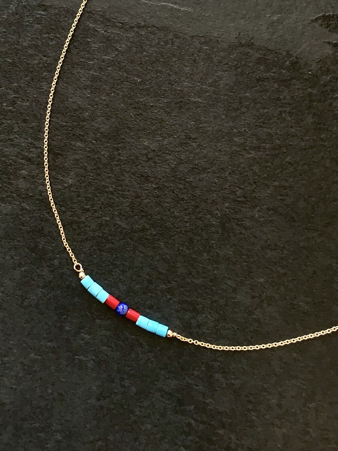 Turquoise, Coral & Lapis Artemis Necklace - GDFDSN4