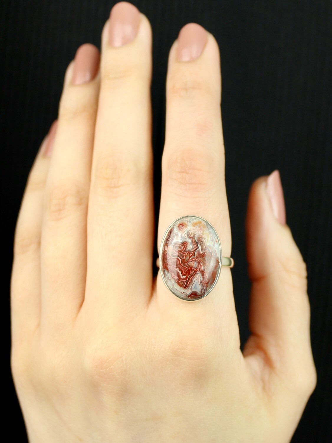 SIZE 9 - Sterling Silver Crazy Lace Agate Ring - RIG9106