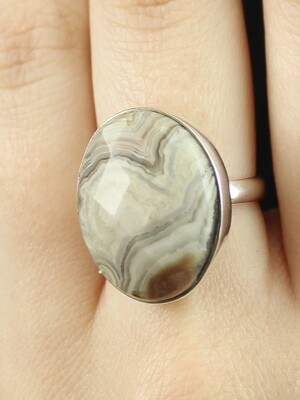 SIZE 6.75 - Sterling Silver Crazy Lace Agate Ring - RIG6103