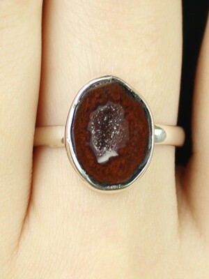 SIZE 9 - Sterling Silver Coconut Geode Ring - RIG9110