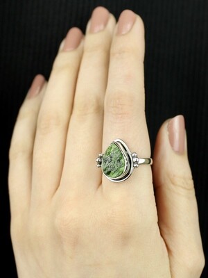 SIZE 9.25 - Sterling Silver Chrome Diopside Ring - RIG9114