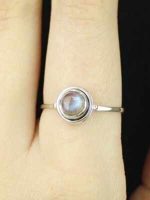 SIZE 10.25 - Sterling Silver Little Round Labradorite Ring - RIG10104