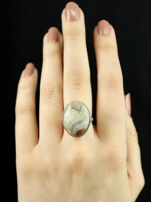 SIZE 6.75 - Sterling Silver Crazy Lace Agate Ring - RIG6103