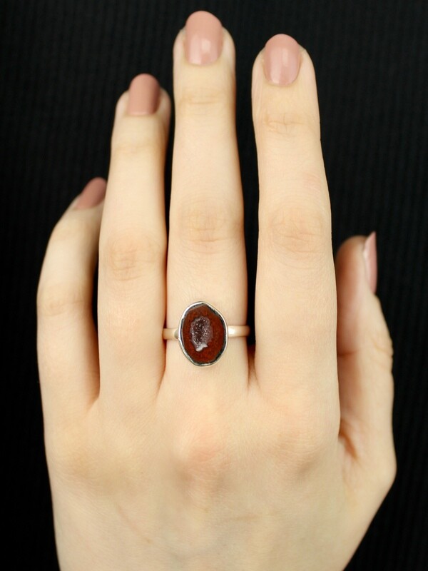 SIZE 9 - Sterling Silver Coconut Geode Ring - RIG9110