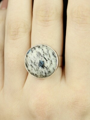 SIZE 7.5 - Sterling Silver Round K2 Jasper Ring - RIG7107