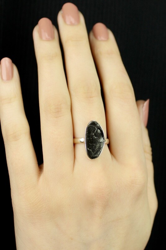 SIZE 7 - Sterling Silver Shungite Ring - RIG7114