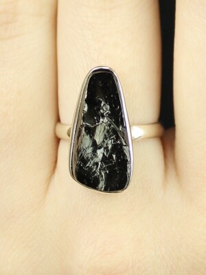 SIZE 7 - Sterling Silver Shungite Ring - RIG7117