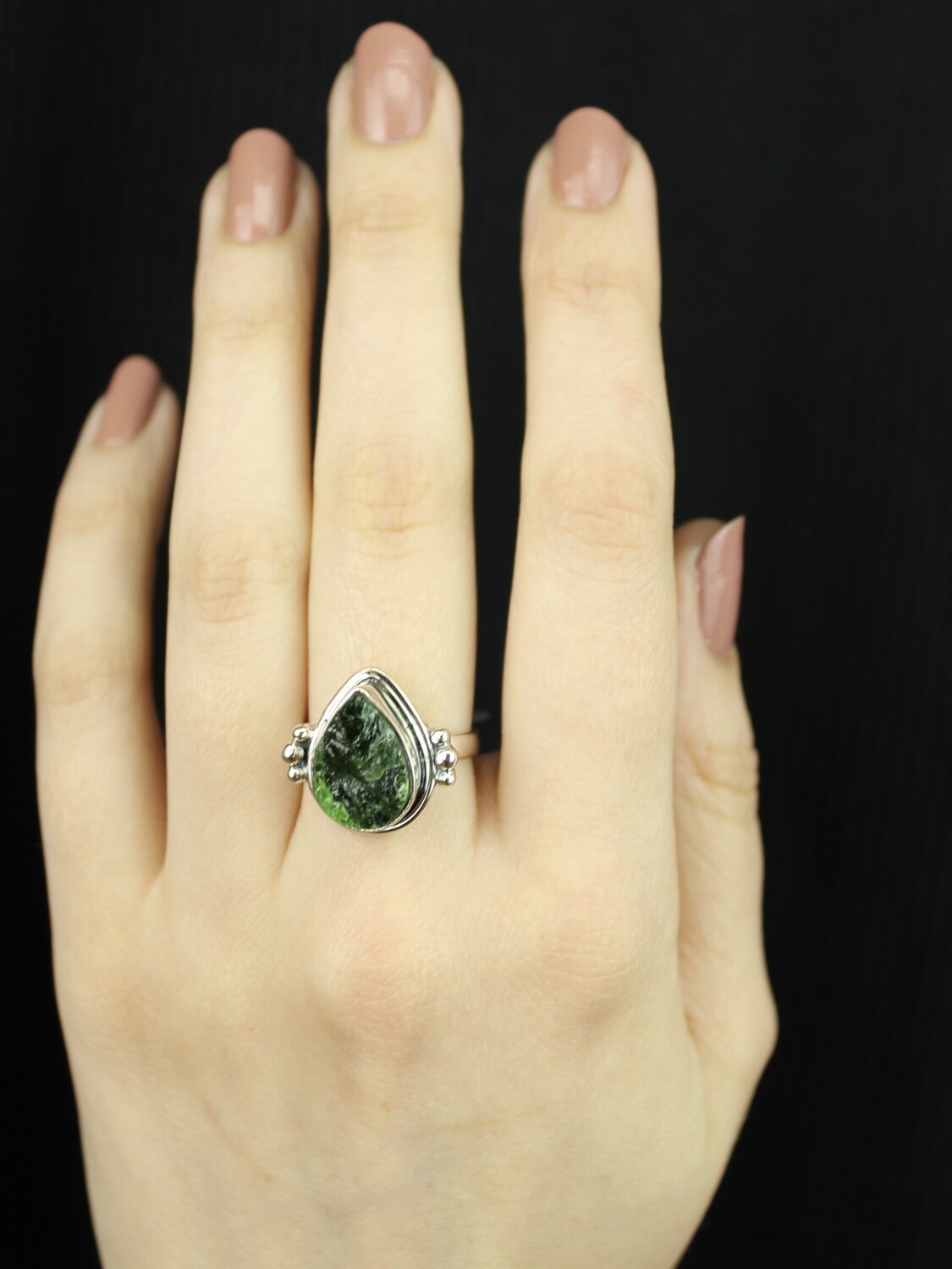 SIZE 7.25 - Sterling Silver Chrome Diopside Ring - RIG7124