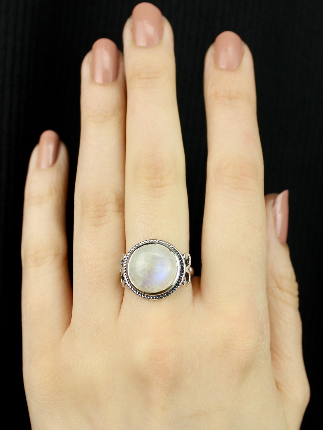 SIZE 7 - Sterling Silver Rainbow Moonstone Ring - RIG7125