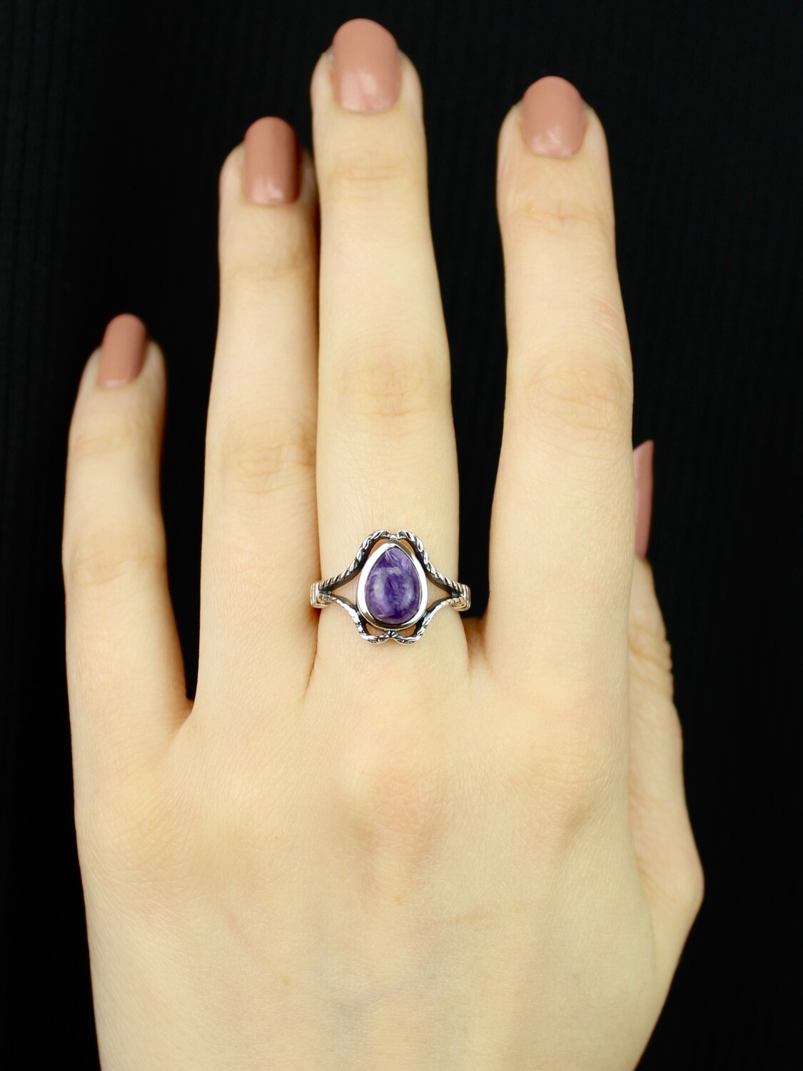 SIZE 7 - Sterling Silver Charoite Ring - RIG7126 