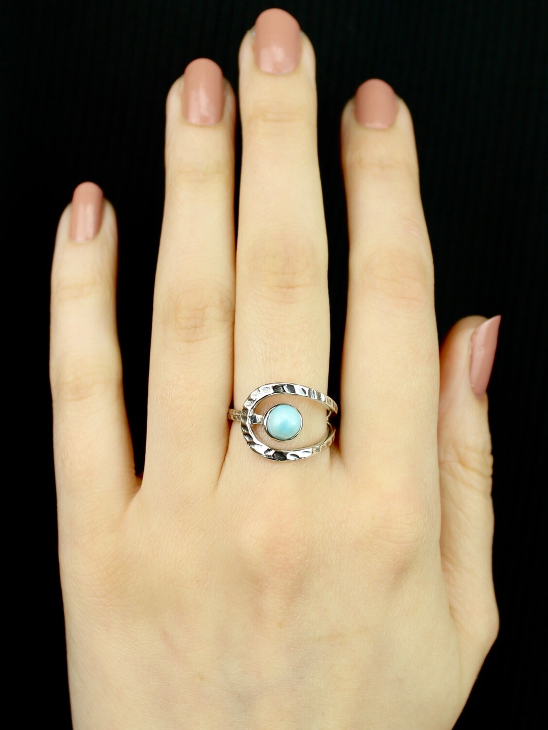 SIZE 7.75 -Sterling Silver Larimar Ring - RIG7128