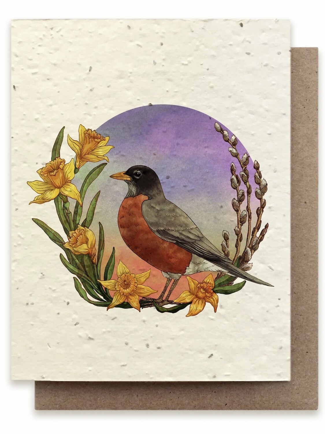 Spring Robin Greeting Card - Plantable Wildflower Card - BC109