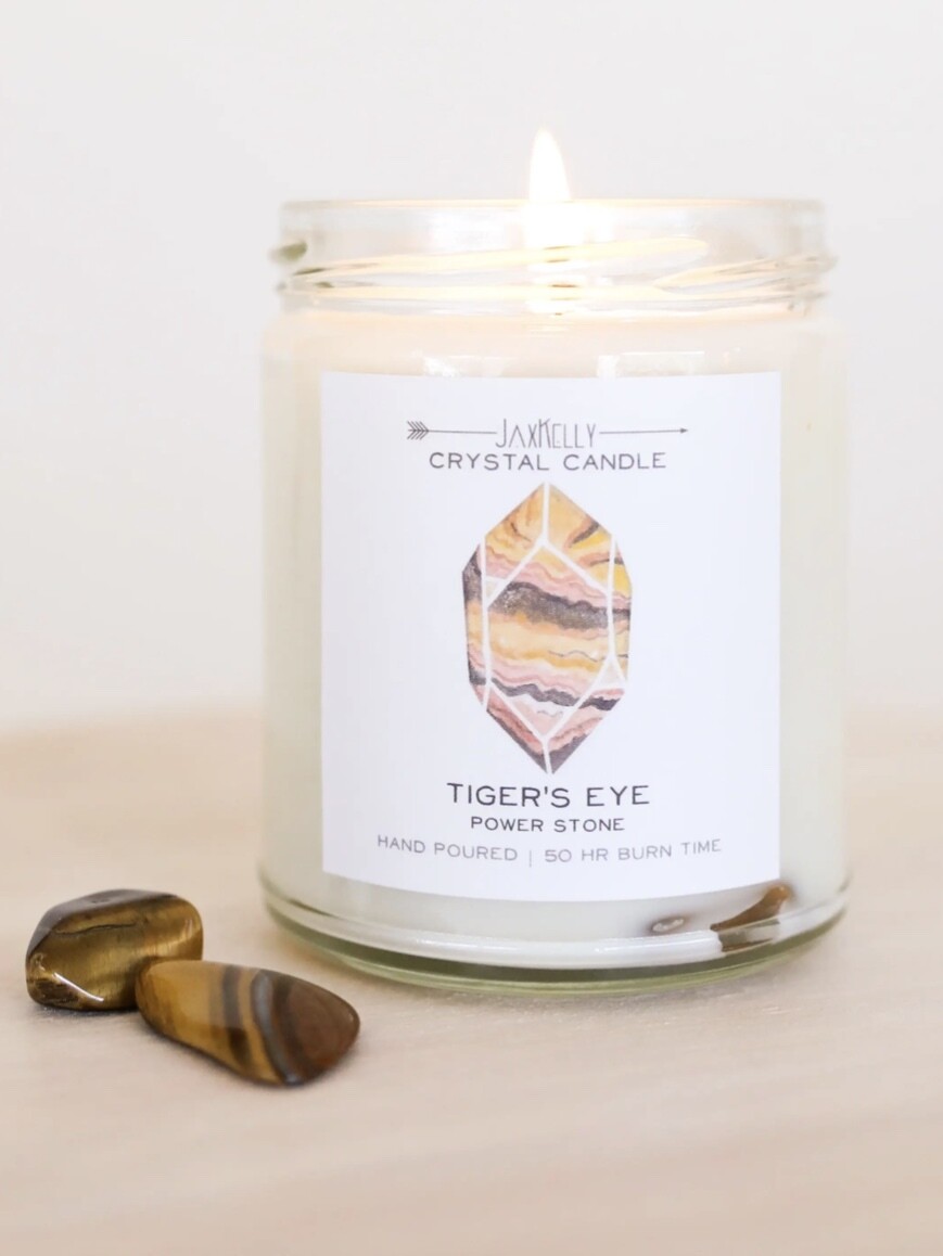 Crystal Candle - Tiger Eye