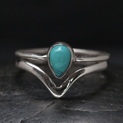 Sterling Silver Turquoise Chevron Band - RB40