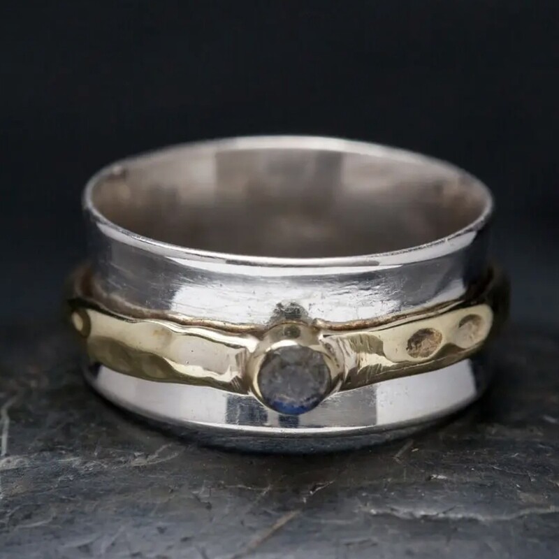 Two Tone Labradorite Spinner Ring - RB38
