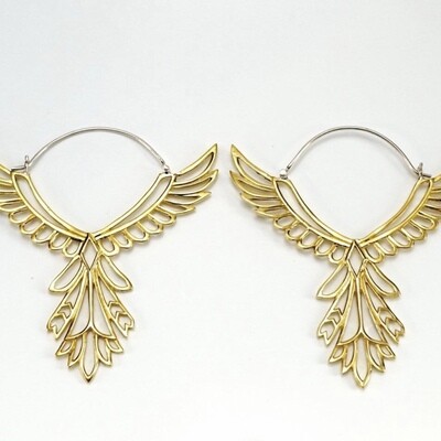 Thunderbird Earrings in Brass + Sterling Silver - IBE150
