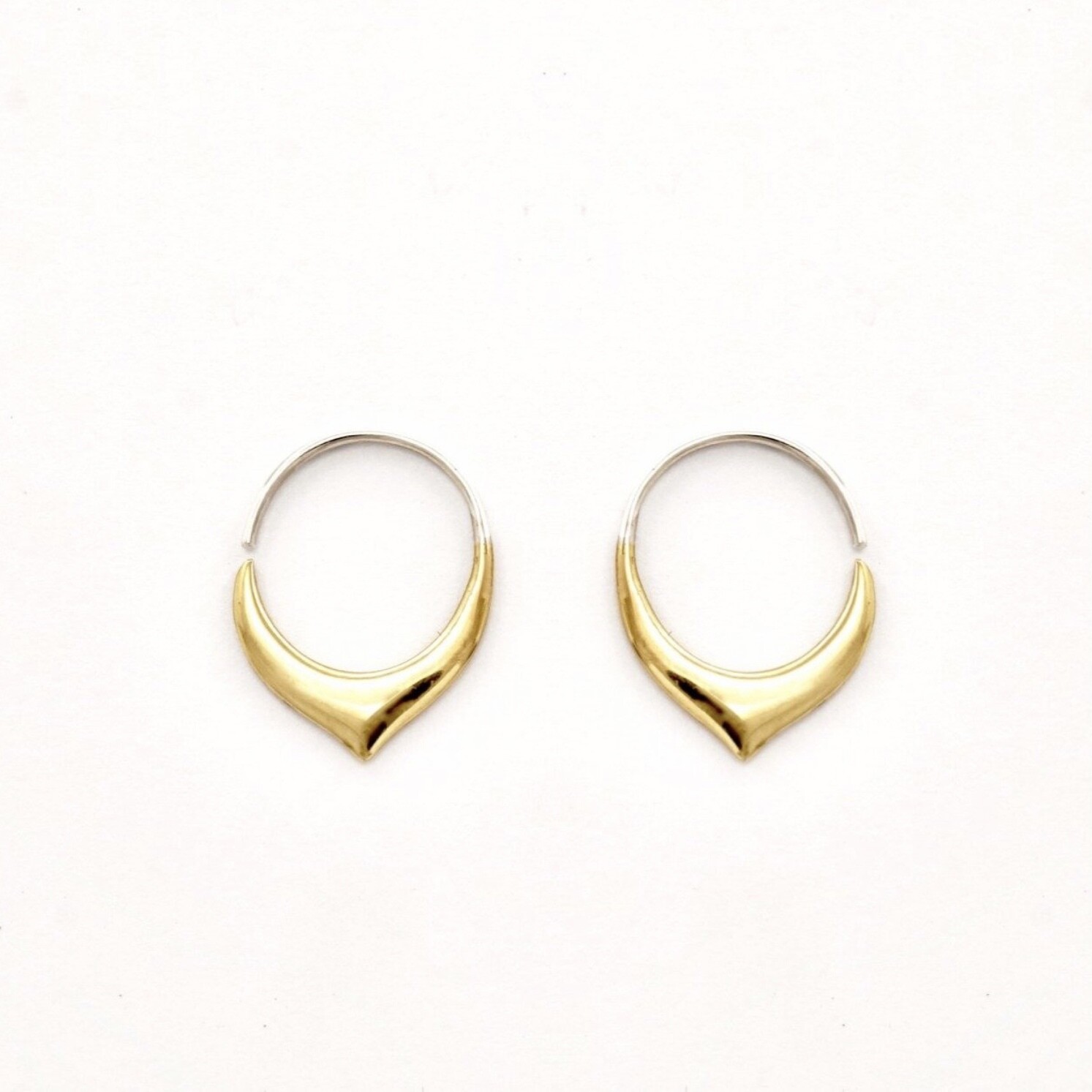 Little Petal Hoop Sleeper Earrings in Brass + Sterling Silver - IBE240