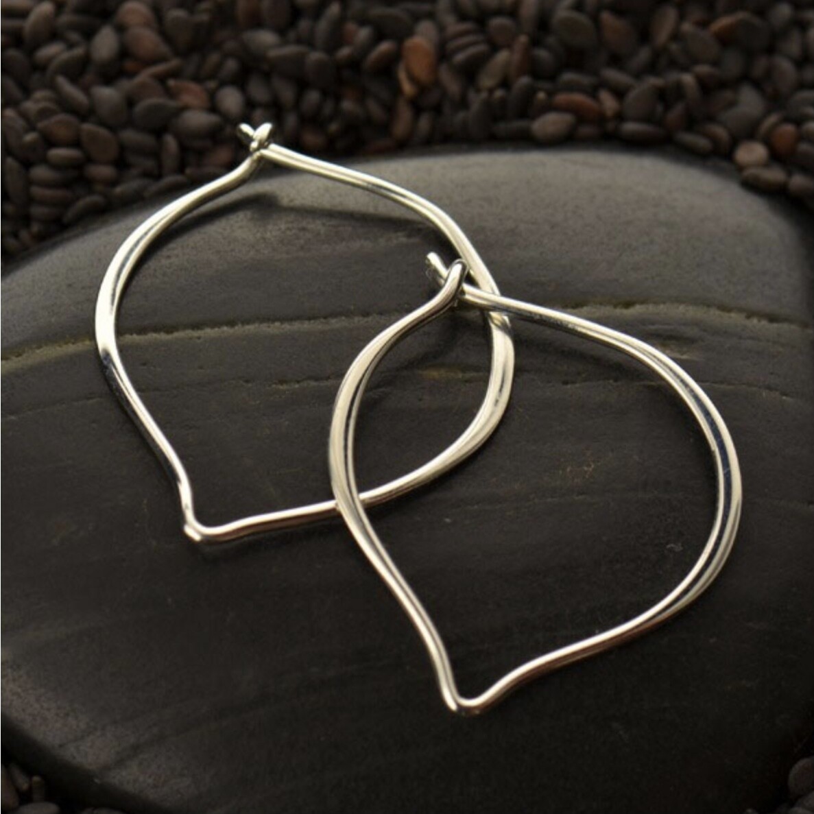 Sterling Silver Minimalist Petal Hoop - H12-2246