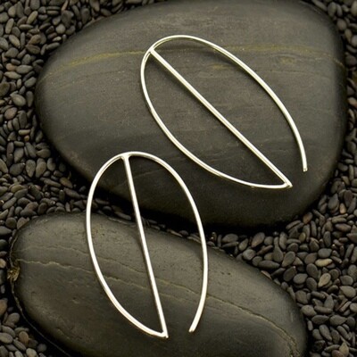 Sterling Silver Minimalist Long Geometric Hoops - H12-3138