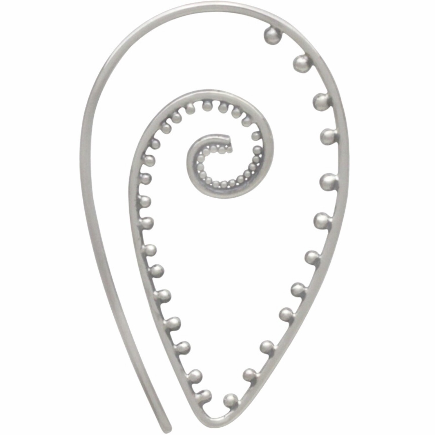Sterling Silver Dotted Pointed Spiral Hoops - H12-3144