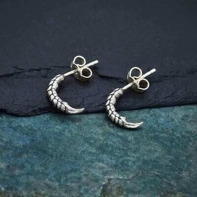 Sterling Silver Bird Claw Hoop with Post Earrings - H12-7078