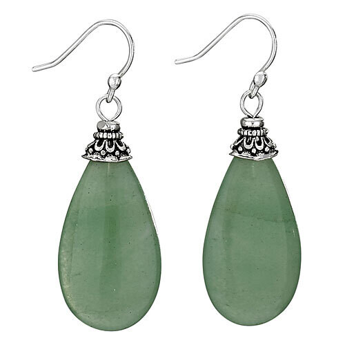 Sterling Silver Aventurine Statement Drop Earrings - ETM3878