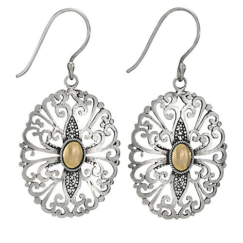 Sterling Silver Ornate Oval Filigree with 18kt Gold Plate Earrings - ETM4146