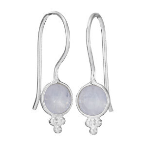 Sterling Silver Round Rainbow Moonstone Earrings - ETM4247