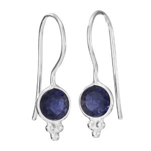 Sterling Silver Round Faceted Iolite Earrings - ETM4250