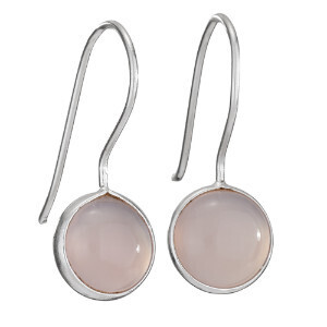 Sterling Silver Rose Quartz Round Dangle Earrings - ETM4256