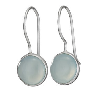 Sterling Silver Chalcedony Round Dangle Earrings - ETM4257