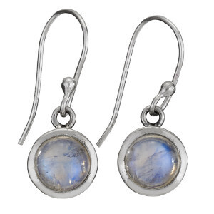 Sterling Silver Simple Round Rainbow Moonstone Earrings- ETM4360