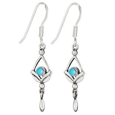 Sterling Silver Turquoise and Silver Droplet Earrings - ETM4664