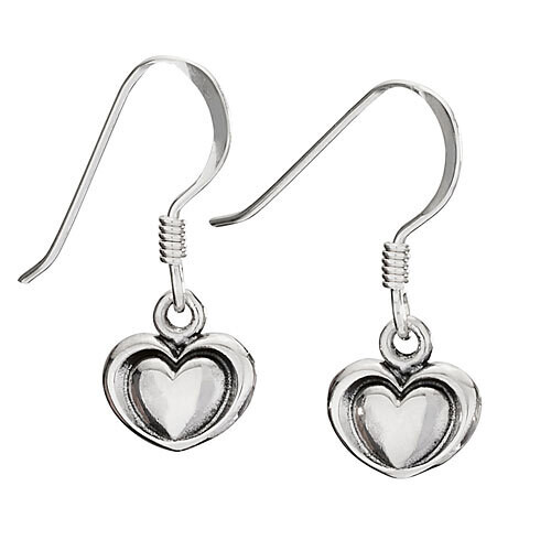Sterling Silver Heart in Heart Stamped Dangles - ETM4779