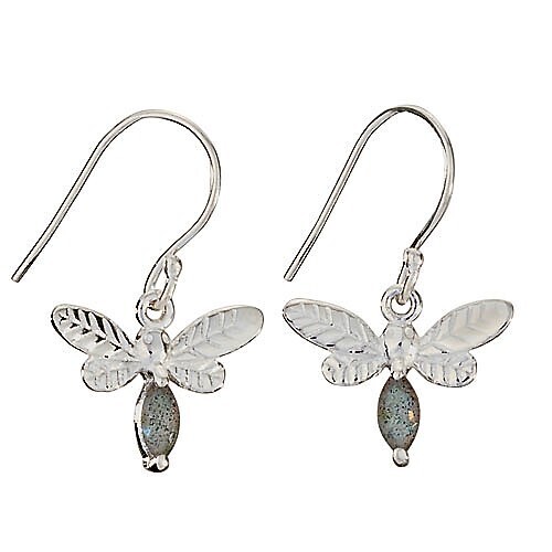 Sterling Silver Labradorite Dragonfly Earrings - ETM4757