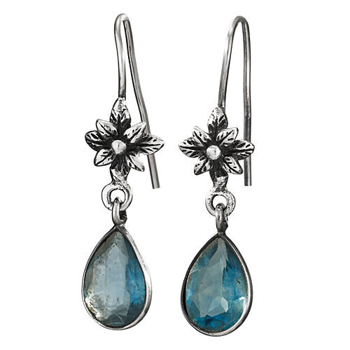 Sterling Silver Apatite Drop Flower Earrings - ETM4874