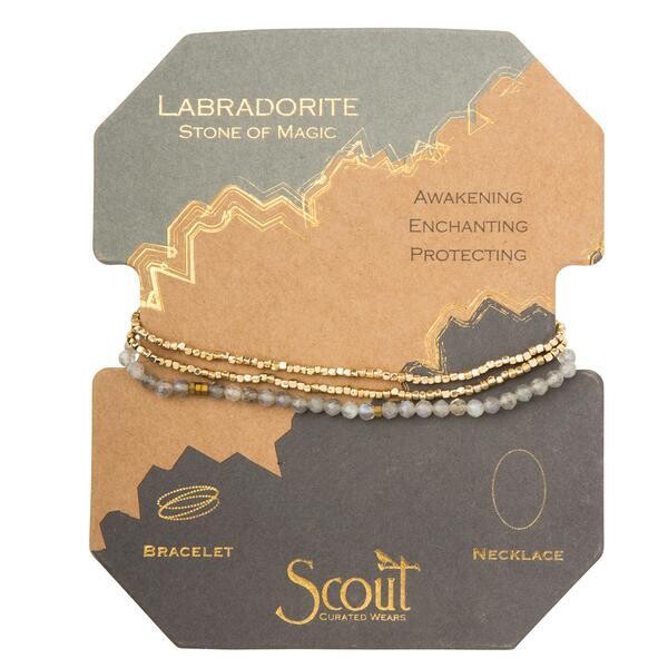 Labradorite/GD Delicate Stone Wrap Bracelet/Necklace - SD010