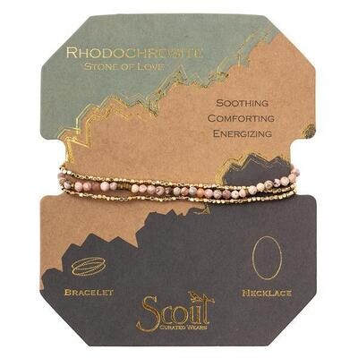 Rhodochrosite/GD Delicate Stone Wrap Bracelet/Necklace - SD023