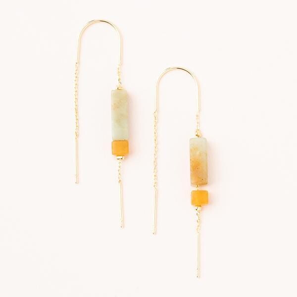 Amazonite/Amber Stone Threader - 14k Gold Dipped Wire - ET001