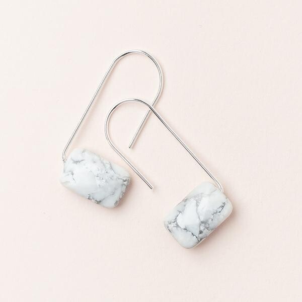 Howlite Floating Earrings - Silver Dipped Wire - EF008