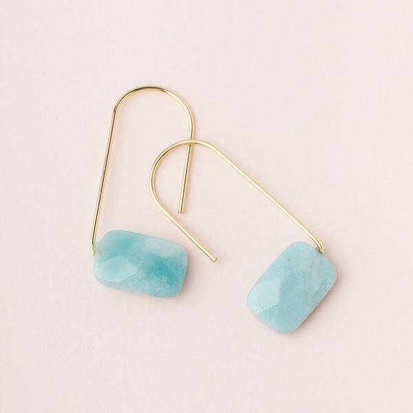 Amazonite Floating Earrings - Gold Dipped Wire - EF005