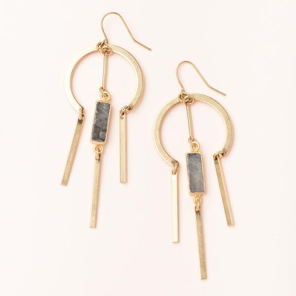 Labradorite Dream Catcher Stone Earring - 14k Gold Dipped - EA001