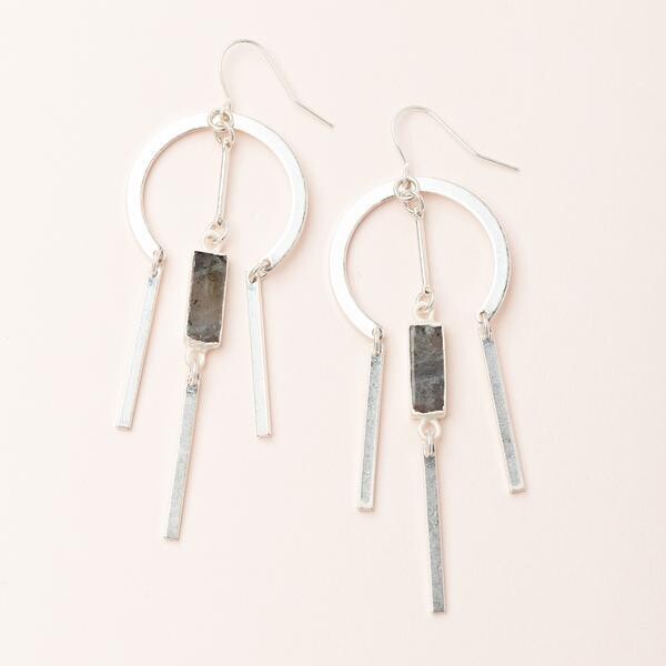 Labradorite Dream Catcher Stone Earring - Sterling Silver Dipped - EA002