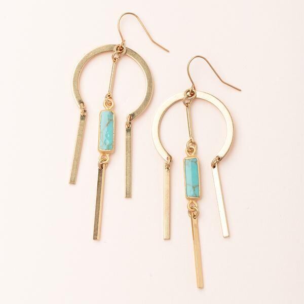 Turquoise Dream Catcher Stone Earring - 14k Gold Dipped - EA005